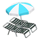Beach chairs with parasol|Aqua & white Parasol color Black