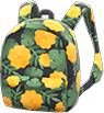 Black botanical-print backpack