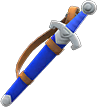 Blue sword in scabbard