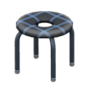 Donut stool|Checkered black Seat design Black