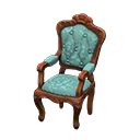 Elegant chair|Blue roses Fabric Brown