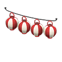 Festival-lantern set|Red & white stripes Lantern pattern Red