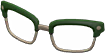 Green squared browline glasses