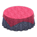 Large covered round table|Damascus-pattern blue Undercloth Berry red