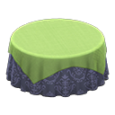 Large covered round table|Damascus-pattern blue Undercloth Green