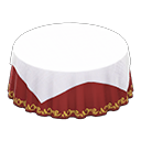 Large covered round table|Wine red Undercloth White