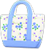 Light blue tiny-flower-print tote bag