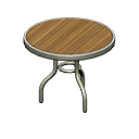 Metal-and-wood table|Dark wood