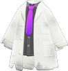 Purple necktie ripped doctor's coat
