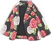 Red roses on black rose-print jacket