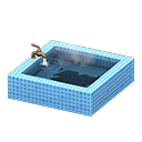 Square bathtub|Blue tile