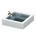 Square bathtub|White tile
