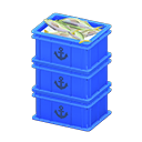 Stacked fish containers|Anchor Label Blue
