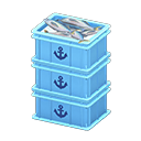 Stacked fish containers|Anchor Label Light blue