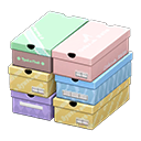 Stacked shoeboxes|Pastel