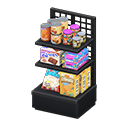 Store shelf|Imported foods Displayed items Black