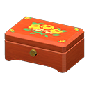 Wooden music box|Yellow flowers Lid design Cherry wood