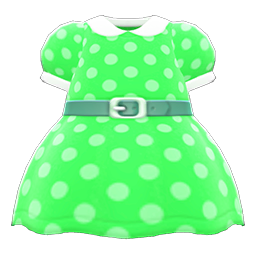 Belted Dotted Dress Green