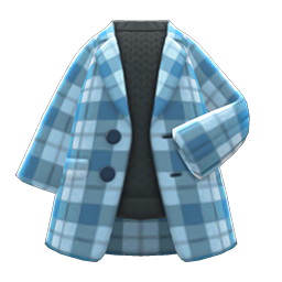 Checkered Chesterfield Coat Blue