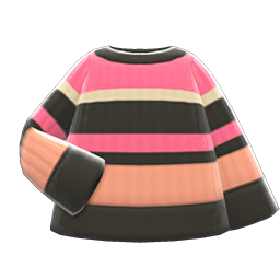 Colorful Striped Sweater Black, coral & pink