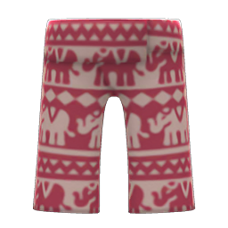 Elephant-print Pants Red