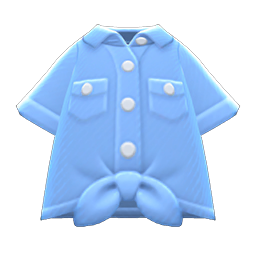 Front-tie Button-down Shirt Blue
