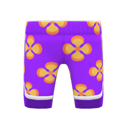 Silk Floral-print Pants Purple