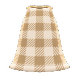 Simple Checkered Dress Beige