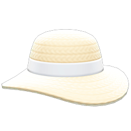 Wide-brim Straw Hat White