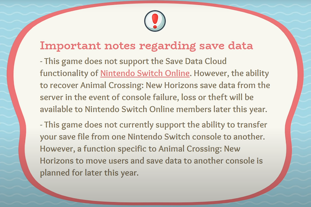 Animal Crossing New Horizons Save Data Cloud