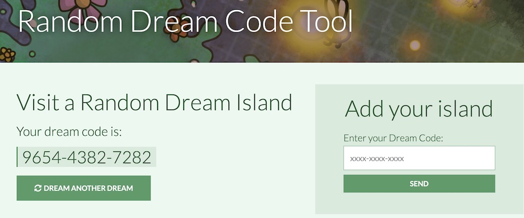 ACNH Random Dream Address Code Generator - Animal New Horizons Dream Address Tools