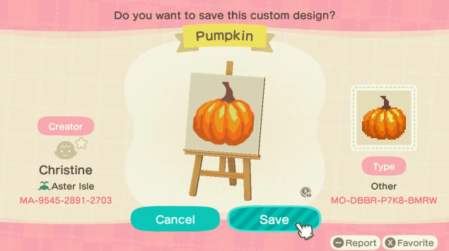 acnh pumpkin design code 2