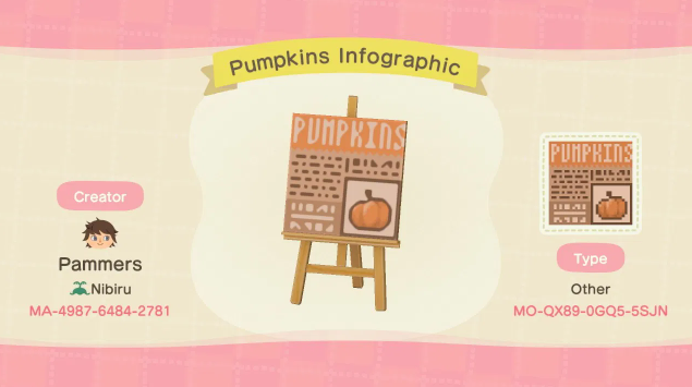 Custom ACNH Pumpkin Design Codes Animal Crossing Pumpkin Patch Sign 