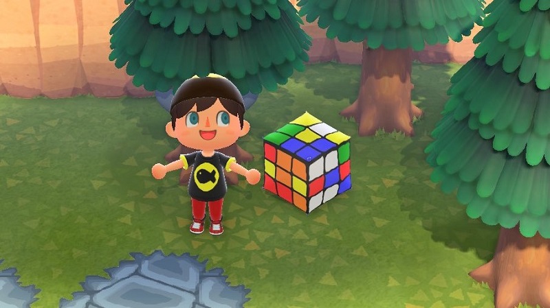 ACNH Umbrella Illusion Design 3 - Rubik’s Cubes
