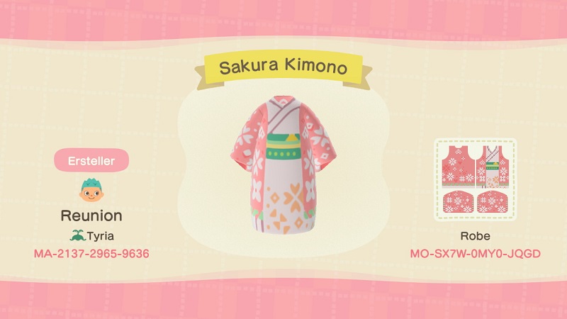 ACNH Cherry Blossom Clothing Custom Designs 2 - Sakura Kimono