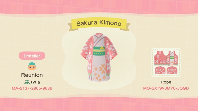 ACNH Cherry Blossom Clothing Custom Designs 2 - Sakura Kimono