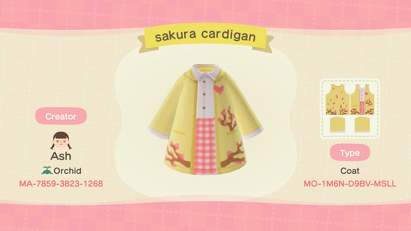 ACNH Cherry Blossom Clothing Custom Designs 4 - Sakura Cardigan Coat