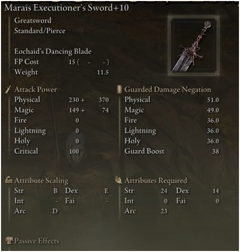 Best Elden Ring Weapon- Marais executioner's sword