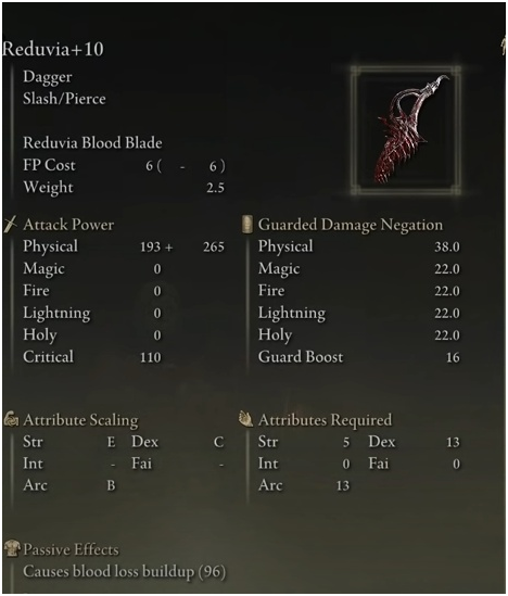 Best Elden Ring Weapon- Reduvia