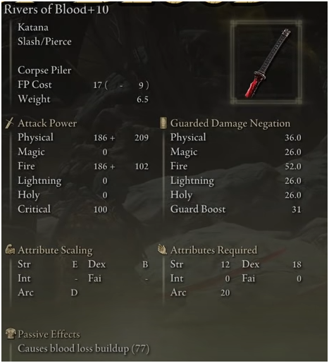 Best Elden Ring Weapon- Rivers of blood