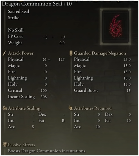 Best Elden Ring Weapon- Dragon communion seals