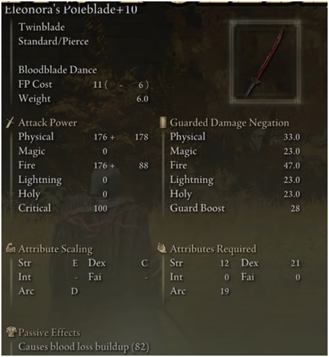 Best Elden Ring Weapon- Eleonora's pole blade