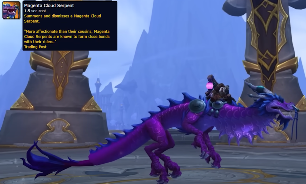 WoW Dragonflight Trading Post New Mounts - Magenta Cloud Serpent