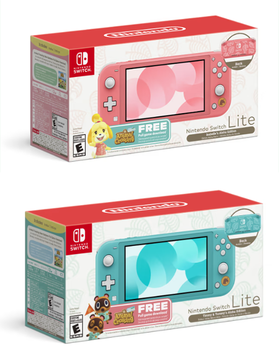 ACNH Isabelle and Timmy and Timmy-themed Nintendo Switch consoles