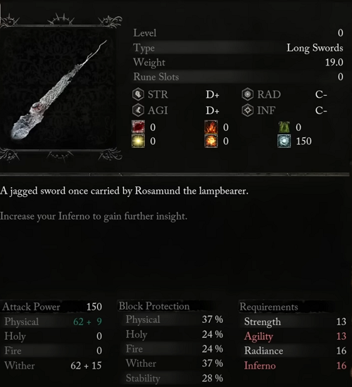 Lords of the Fallen Best Highest Damage Weapons - Rosamund's Sword