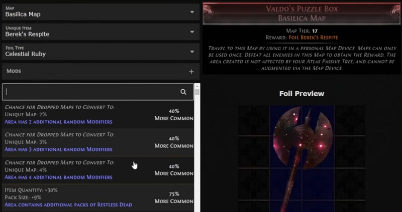 POE 3.23 Valdo's Puzzle Box Map Mods