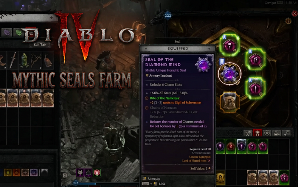 Diablo 4 Seal of the Diamond Mind & Mythic Horadric Seals Drop & Farm Guide