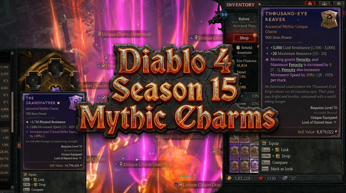 Diablo 4 Season 15 Best New Mythic Charms & Farm Guide